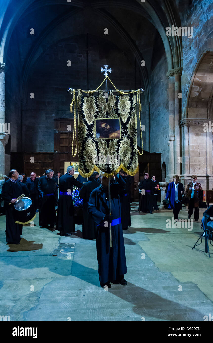 Processione della settimana Santa a Caspe, Saragozza, Aragona, Spagna Foto Stock