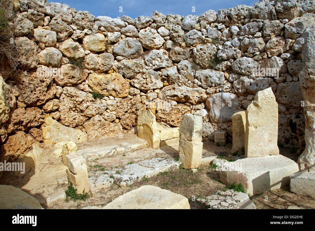 Parte del megalitico di Ggantija complesso di templi di Gozo Malta Foto Stock