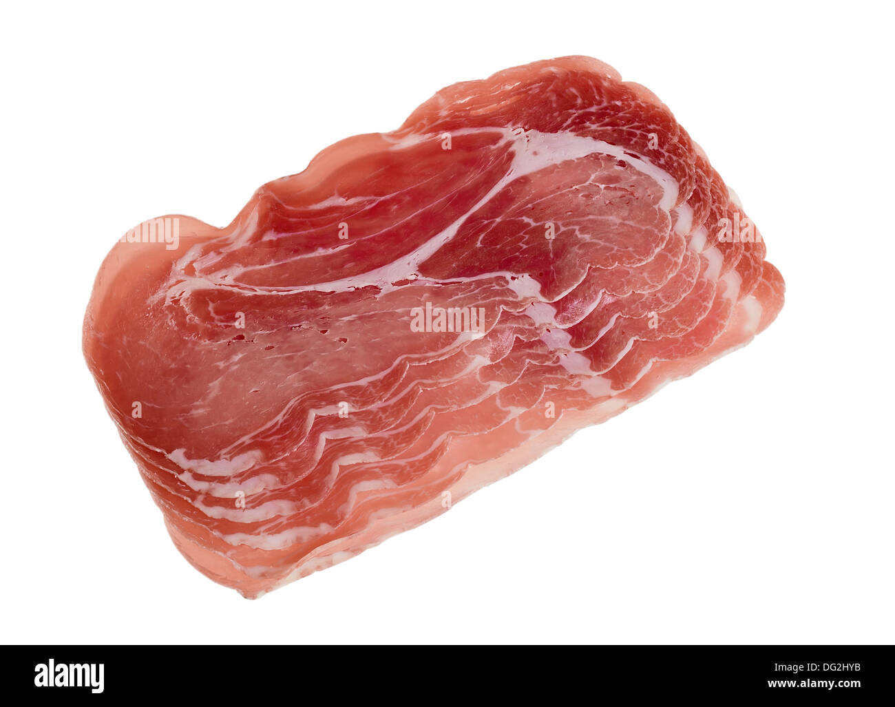 Prosciutto crudo - isolato su sfondo bianco Foto Stock
