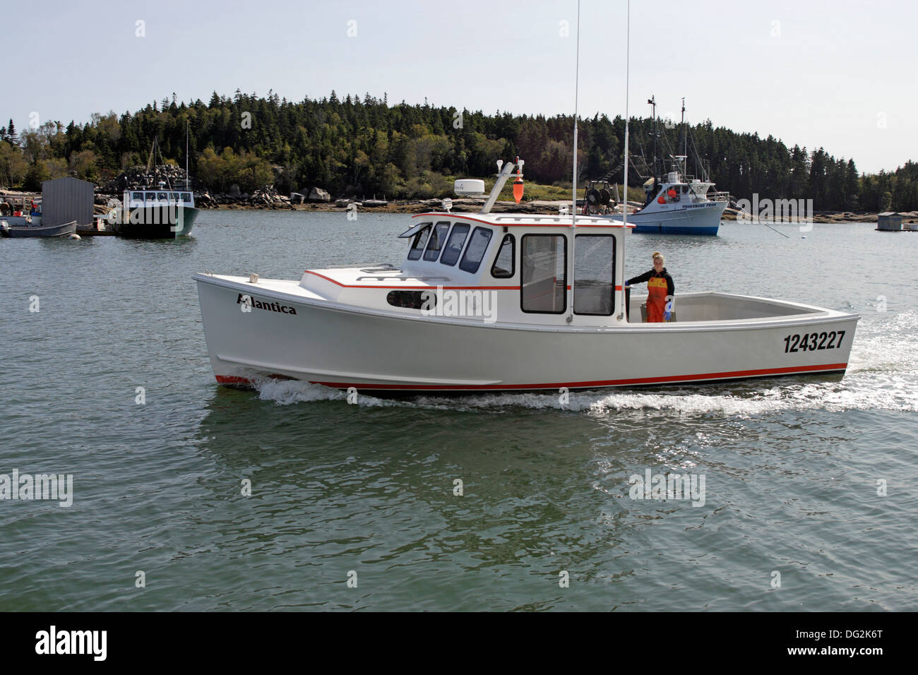 Lobster barche su ormeggi Stonington costa del Maine New England USA Foto Stock