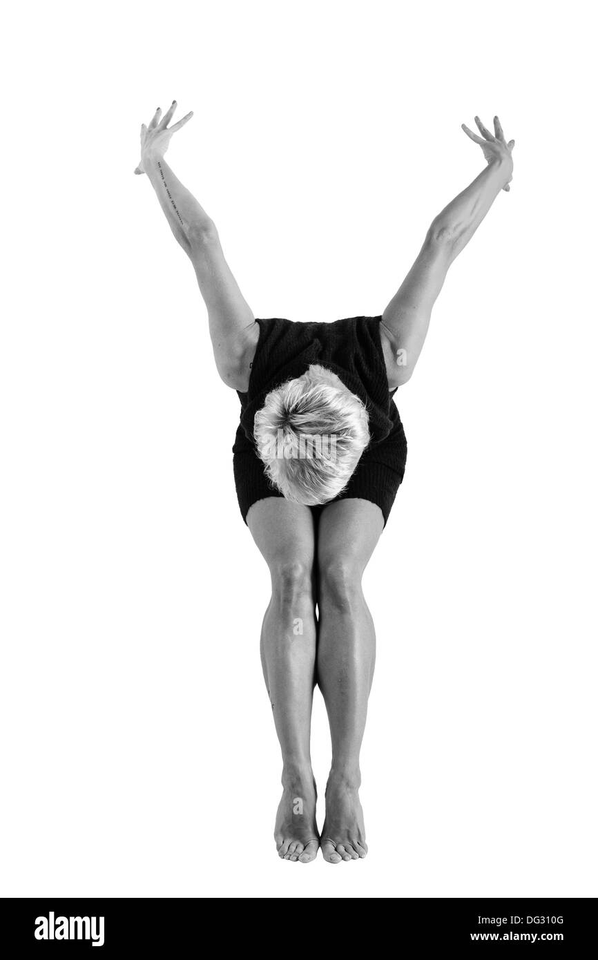 Affascinante ragazza dancing, shot nella versione in bianco e nero Foto Stock