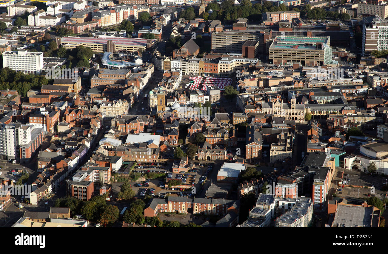Vista aerea del centro di Northampton Foto Stock