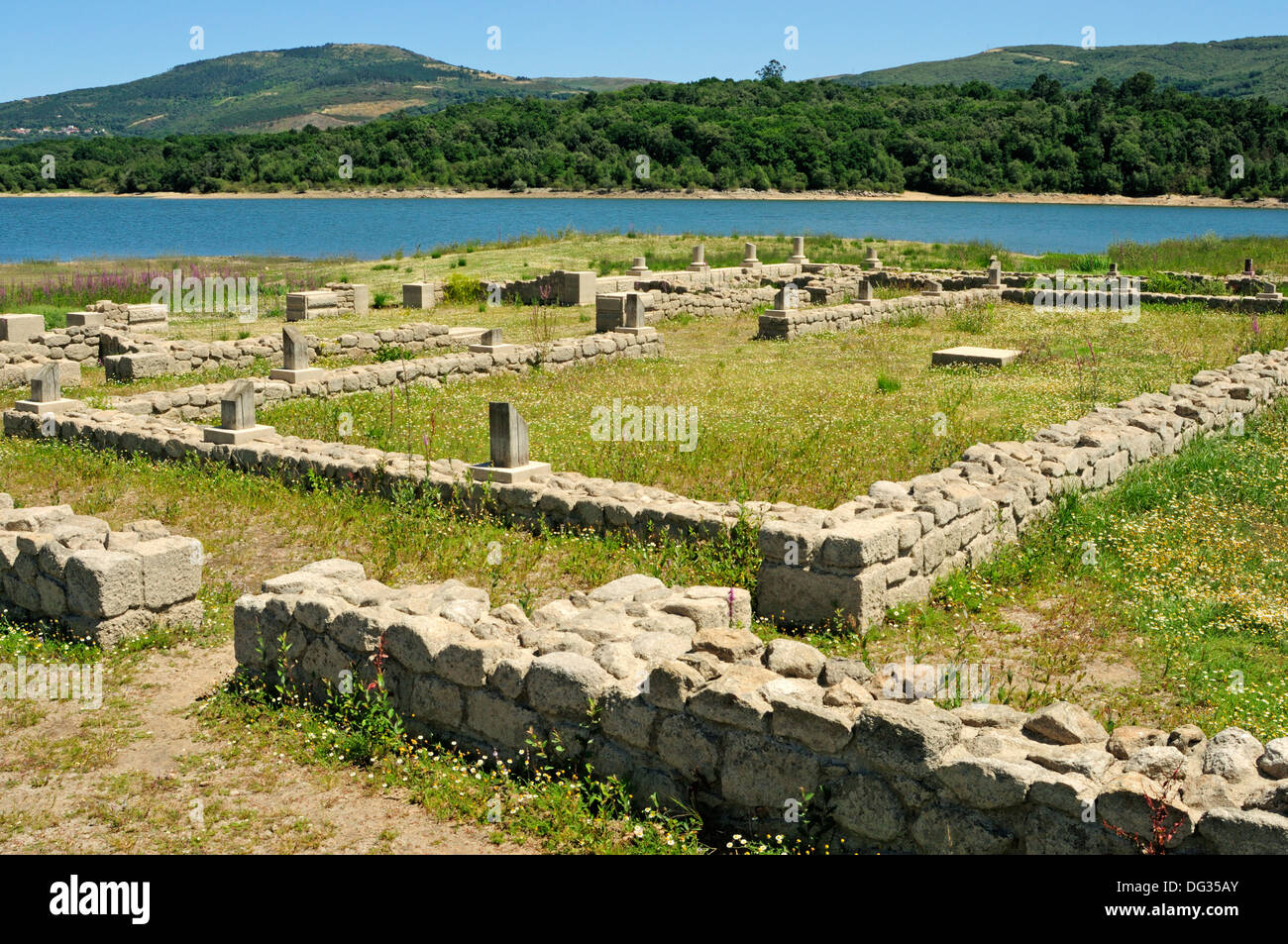 Resti del campo militare romano Aquis Querquennis, bande, Ourense, Galizia, Spagna Foto Stock