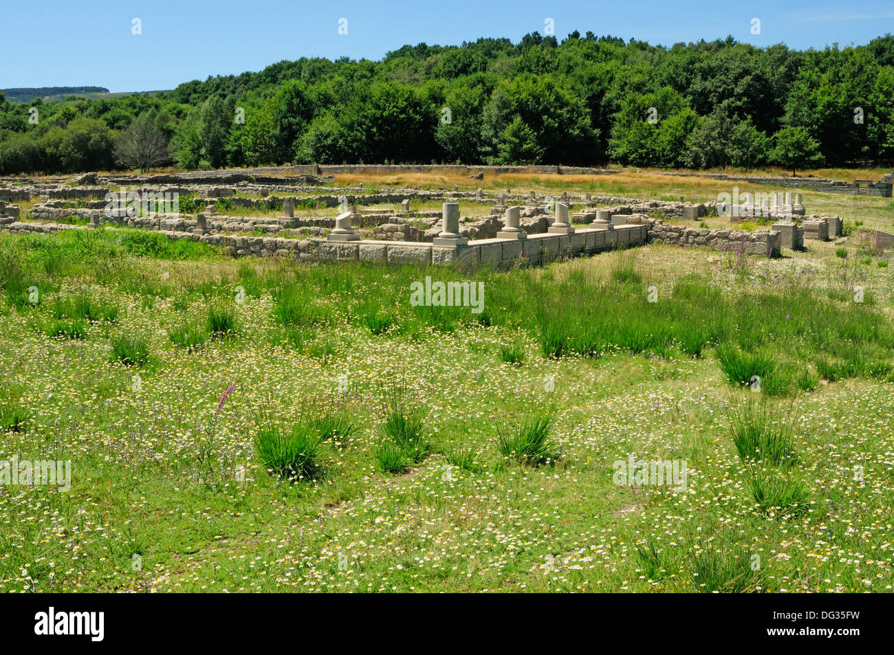 Resti del campo militare romano Aquis Querquennis, bande, Ourense, Galizia, Spagna Foto Stock