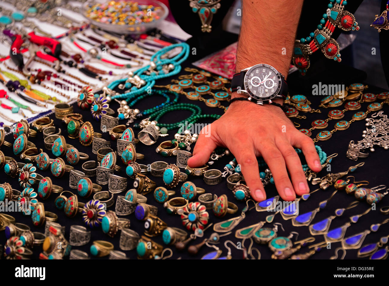 Mercato turco jewelery display. Foto Stock