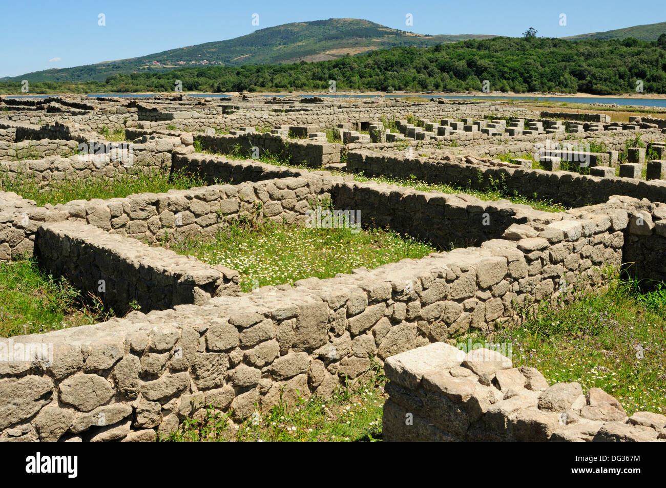 Resti del campo militare romano Aquis Querquennis, bande, Ourense, Galizia, Spagna Foto Stock