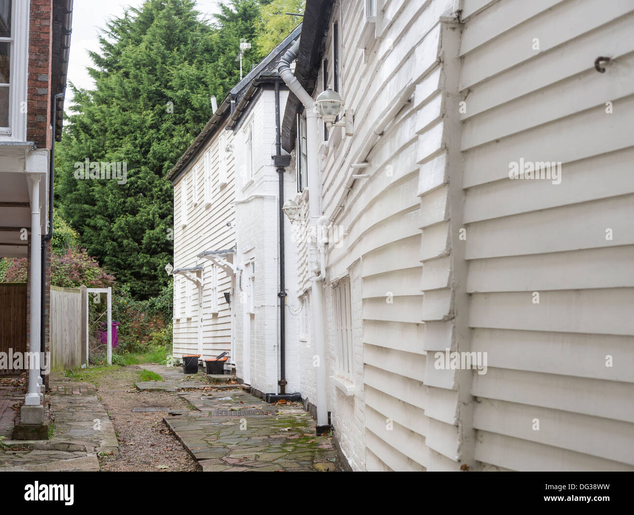 Clapboard o weatherboarded edifici a Tenterden in Kentish Weald, uno stile di costruzione comune nel west Kent Foto Stock
