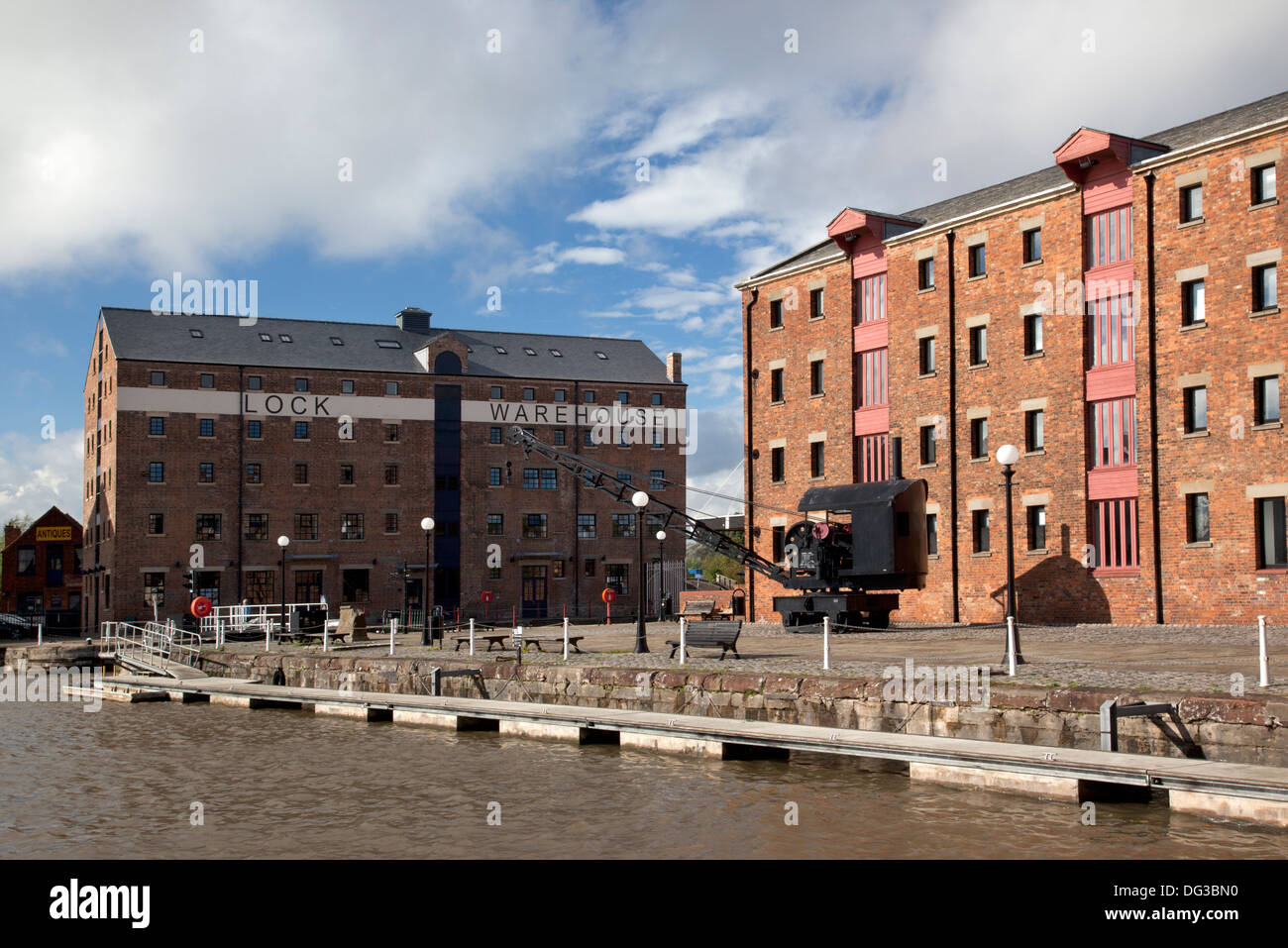 Magazzini Gloucester Docks, Gloucestershire, Inghilterra, Regno Unito Foto Stock