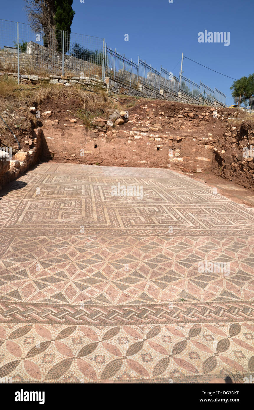Pavimento a mosaico in antica messini numero 3370 Foto Stock