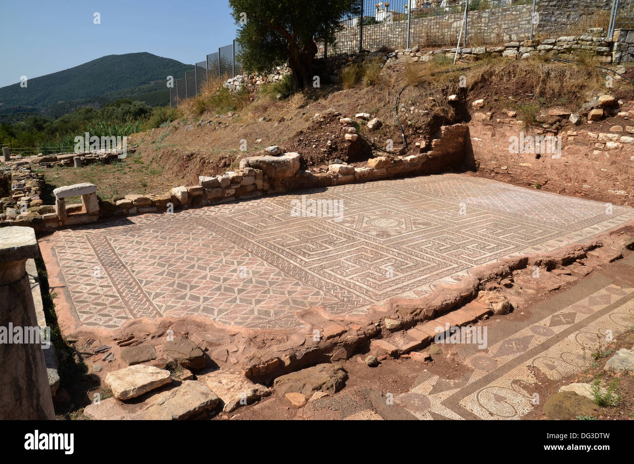 Pavimento a mosaico in antica messini numero 3371 Foto Stock
