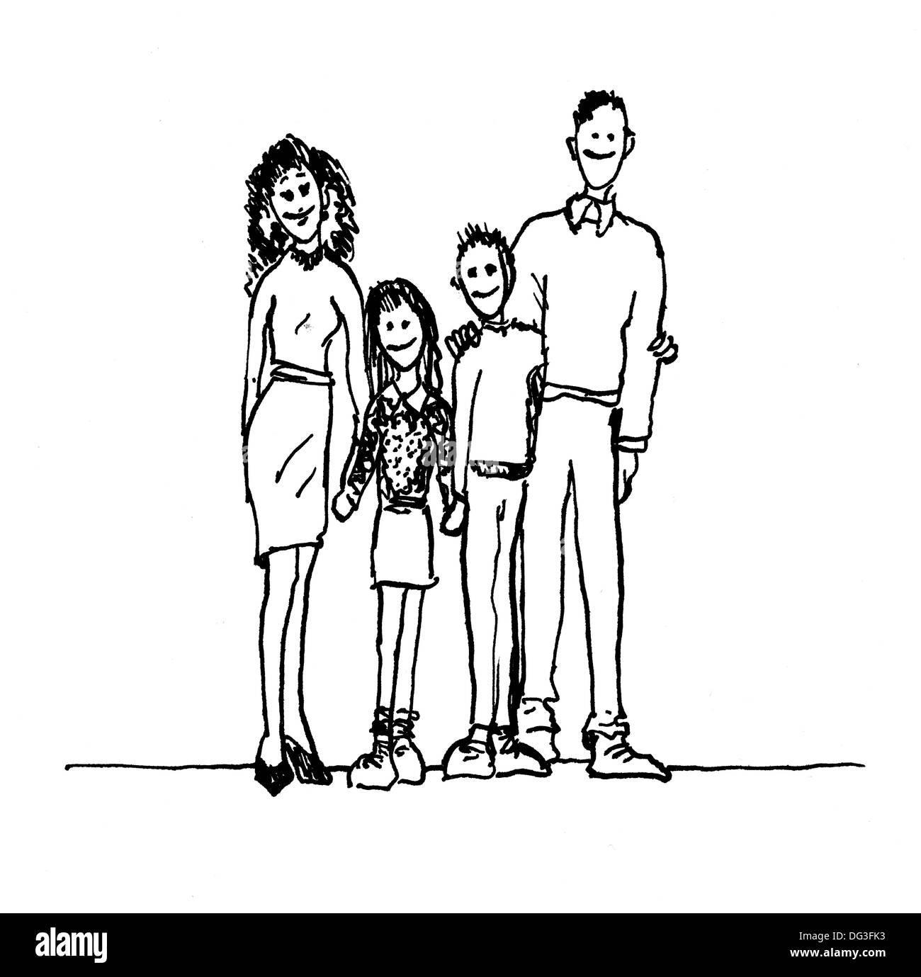 Illustrazione di una famiglia Foto Stock