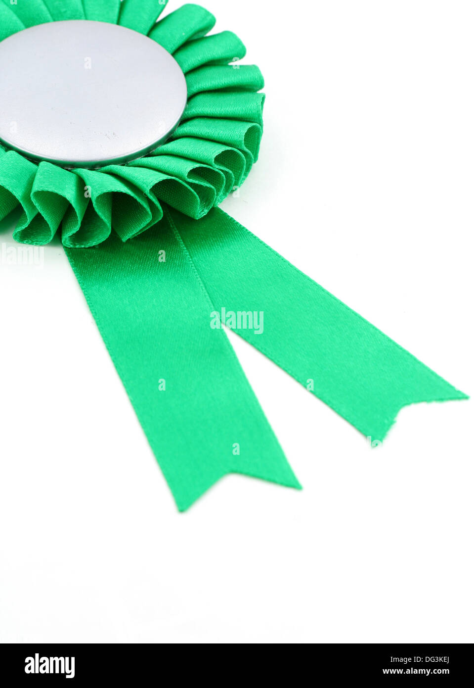 Green award badge nastri con sfondo bianco Foto Stock