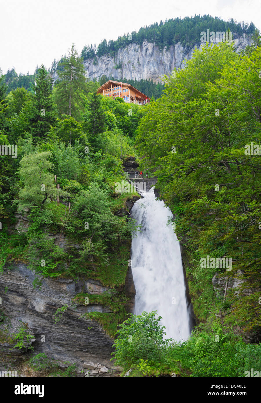 Reichenbach Falls, posizione fictional di Sherlock Holmes' morte, Meiringen, Svizzera, Europa Foto Stock