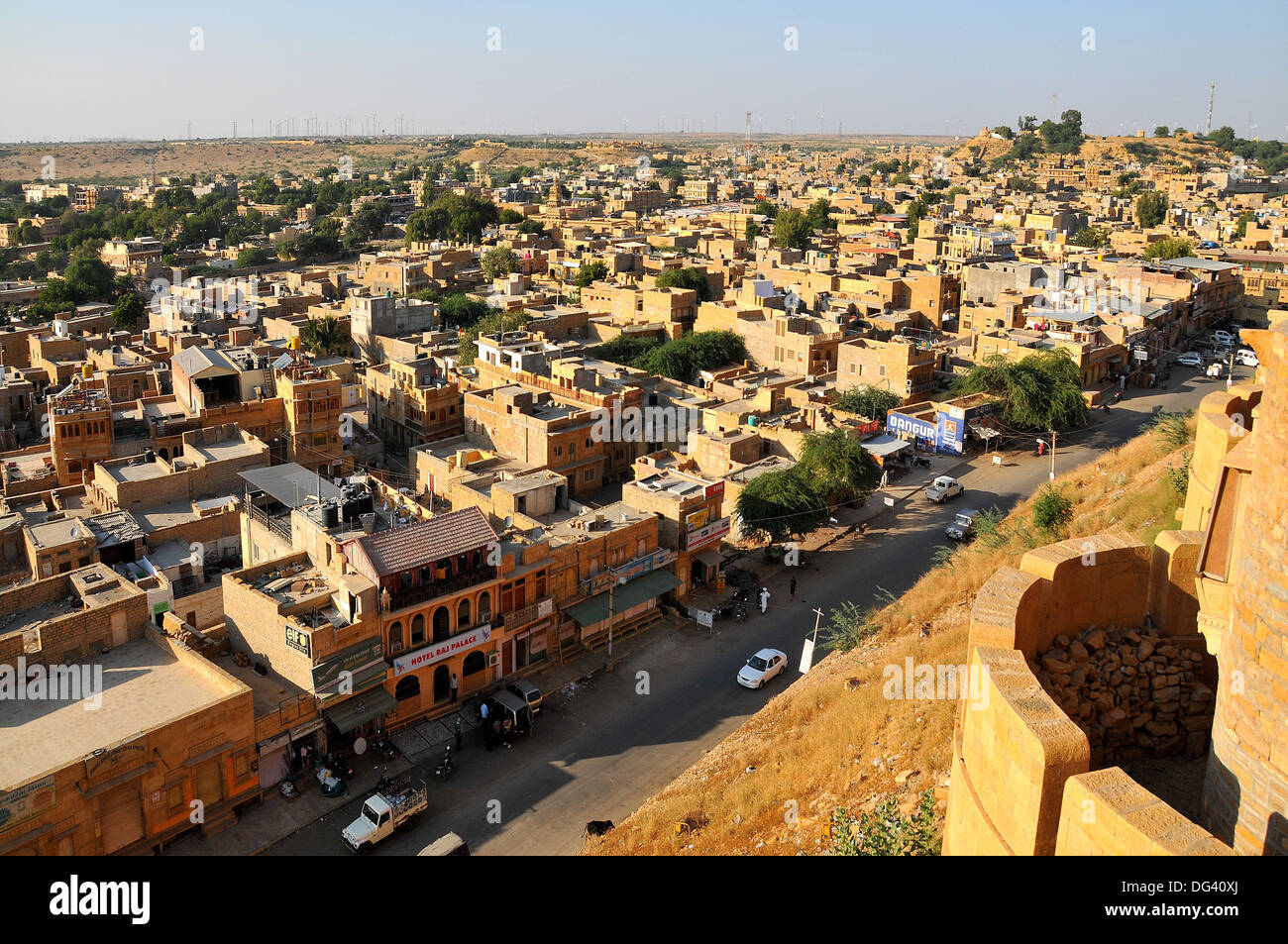 Vista da fortificazioni, Jaisalmer, Rajasthan, India, Asia Foto Stock