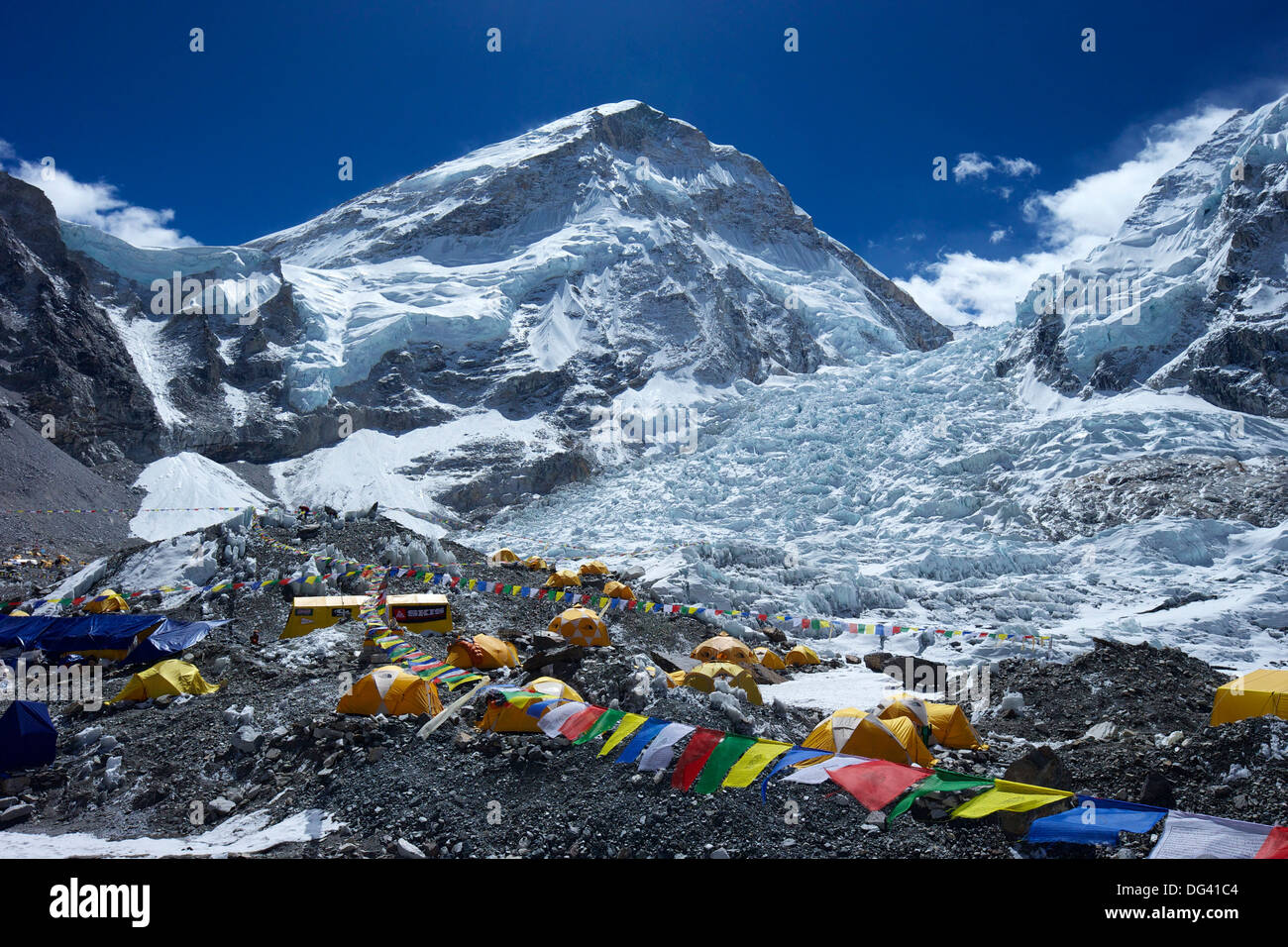 Khumbu ghiacciaio dal Campo Base Everest, Solukhumbu quartiere, Parco Nazionale di Sagarmatha, sito UNESCO, Nepal, Himalaya Foto Stock