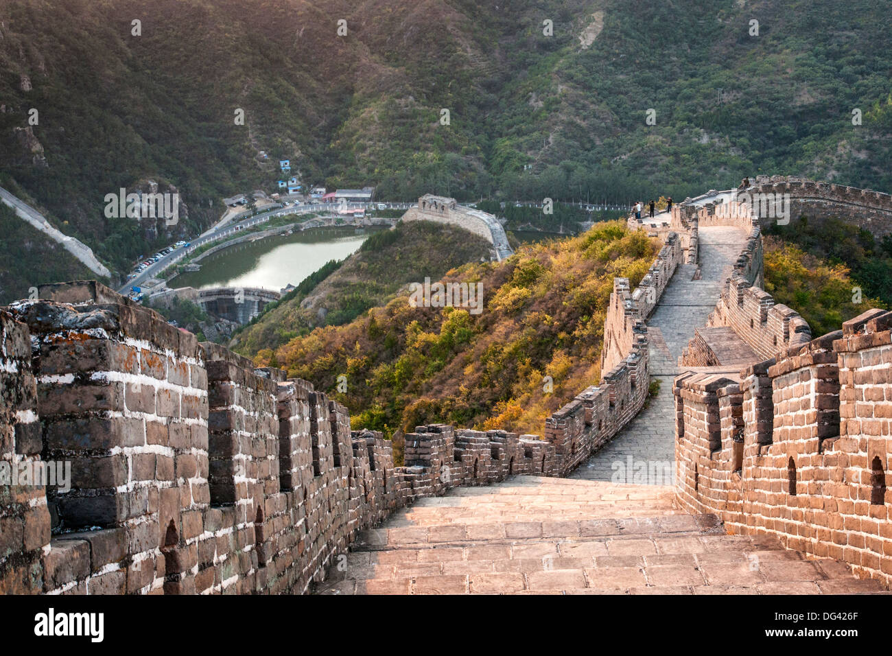 La Grande Muraglia della Cina al Huanghua Cheng o fiore giallo, Xishulyu, Jiuduhe Zhen, Huairou, Cina Foto Stock