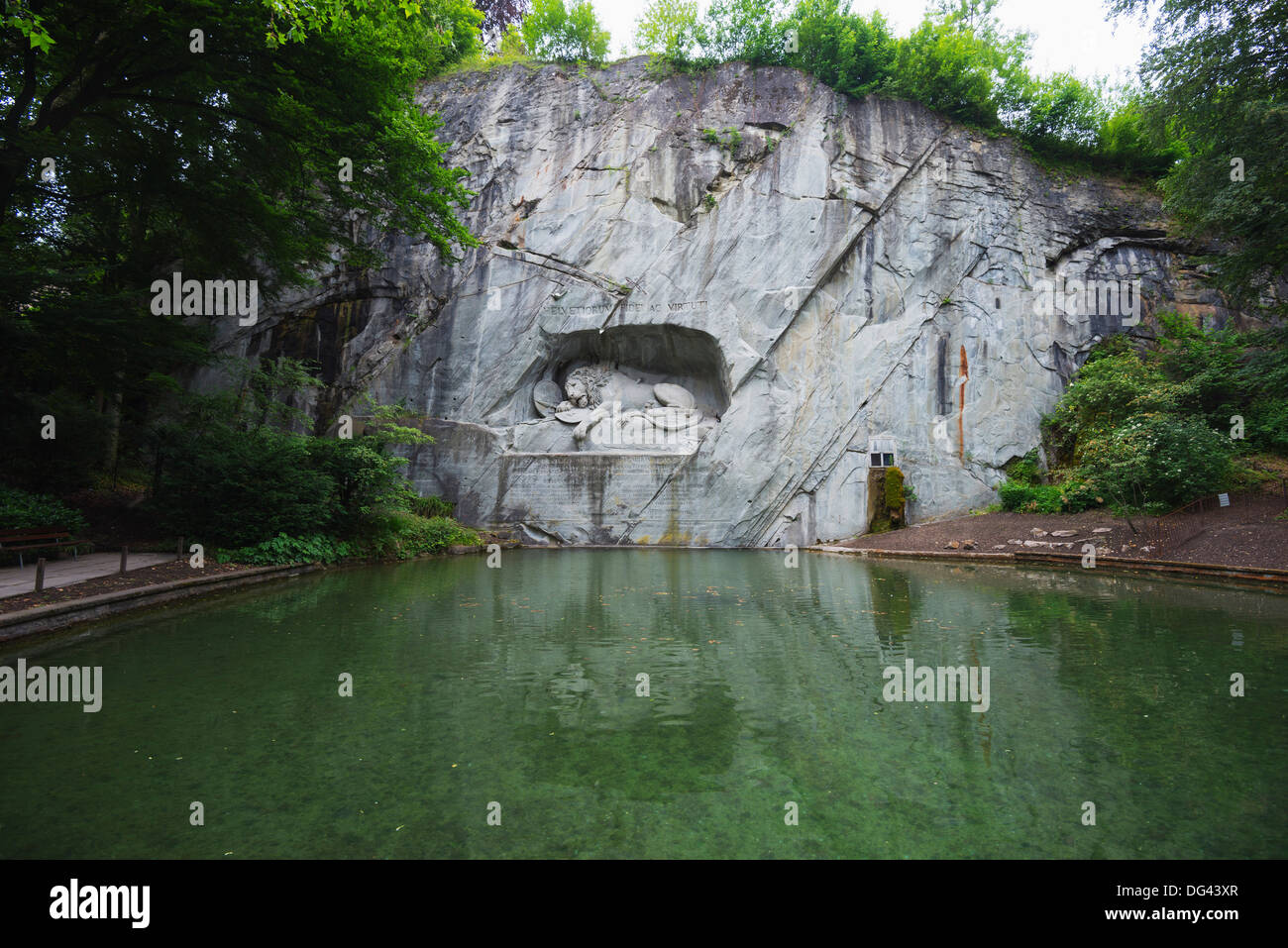 Il Monumento del Leone da Lucas Ahorn per Swiss soldati che morirono nella rivoluzione francese, Lucerna, Svizzera, Europa Foto Stock