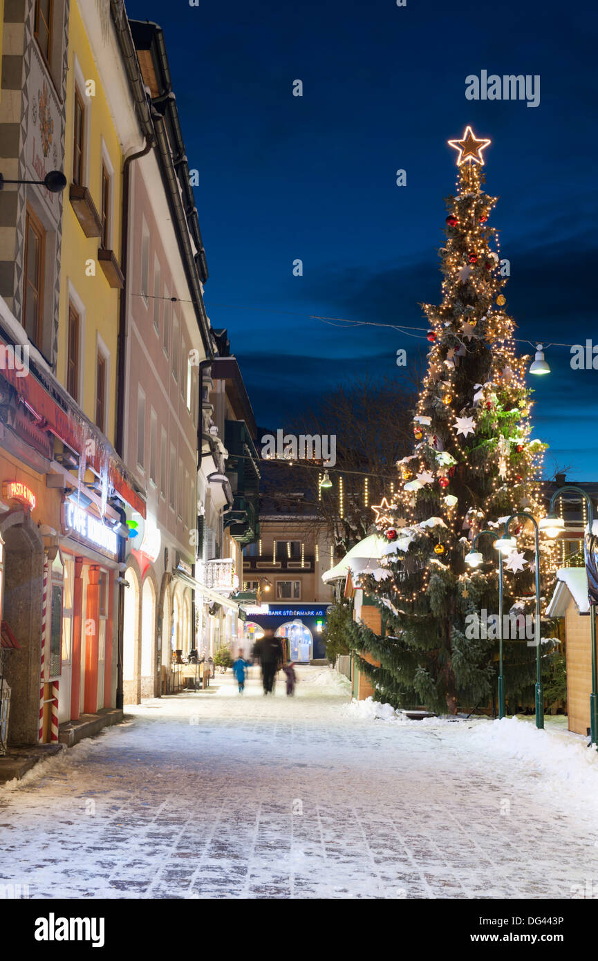 Mercato di Natale, Haupt Square, Schladming, Steiermark Austria, Europa Foto Stock