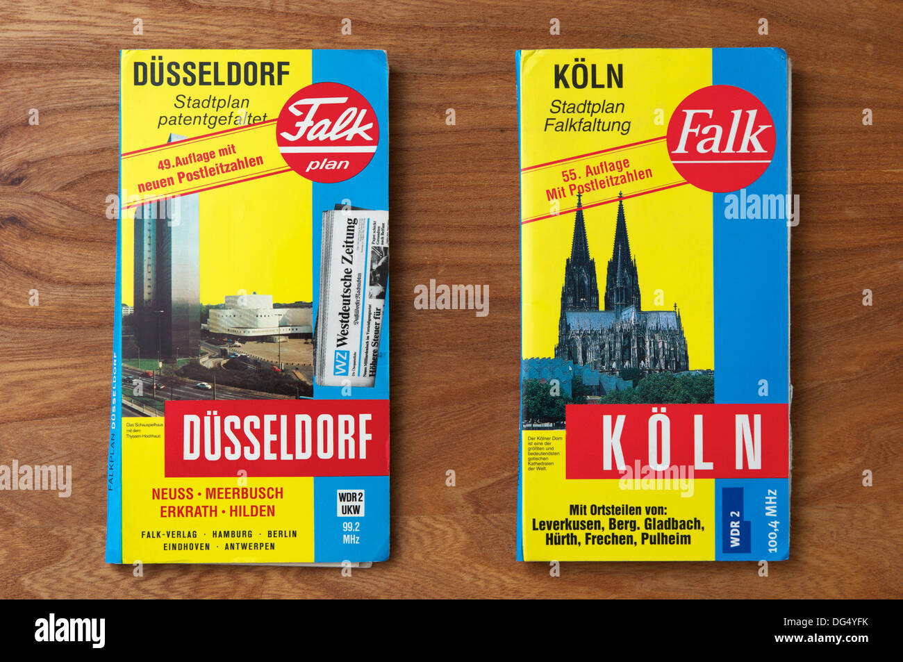 Falk Dusseldorf e Colonia mappe stradali Foto Stock