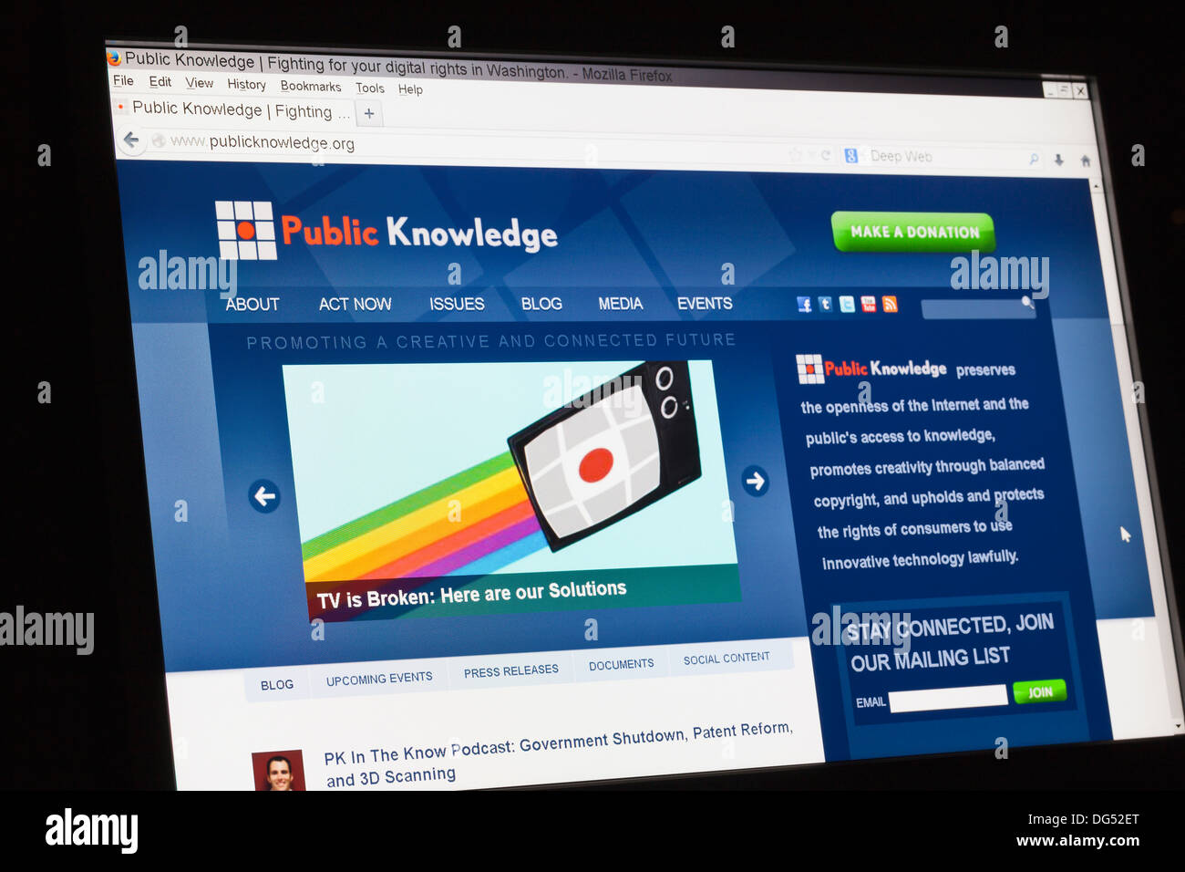 Screenshot della conoscenza pubblica homepage Foto Stock