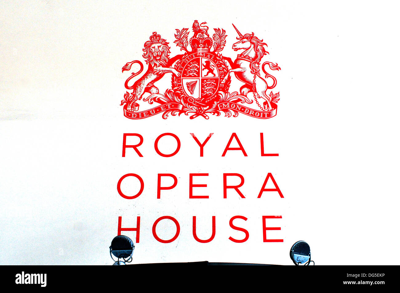 Royal Opera House di logo, Covent Garden di Londra, Regno Unito Foto Stock