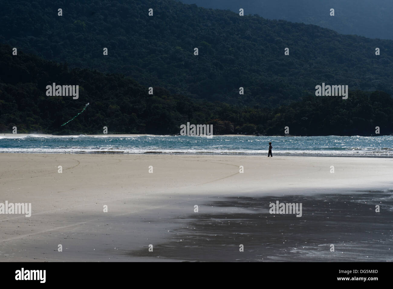 Persone a Castelhanos Beach, Ilhabela, Sao Paulo membro a riva, Brasile Foto Stock