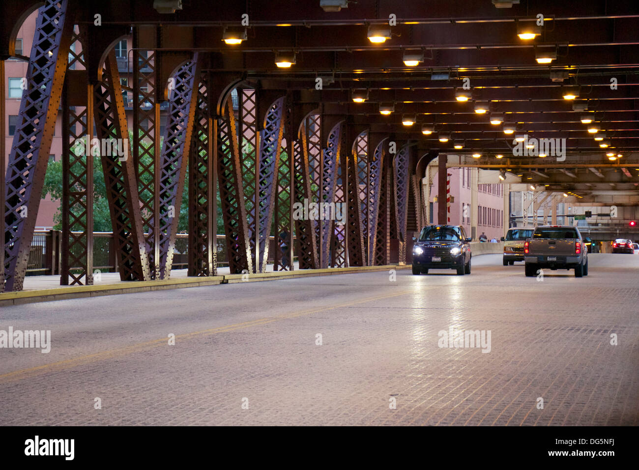 Lake Street Ponte sul Fiume di Chicago. Il centro di Chicago Foto Stock