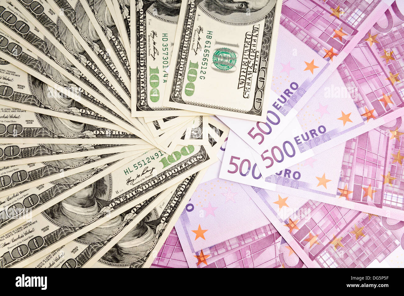 Due principali valute forti - dollaro USA rispetto all'Euro Foto Stock