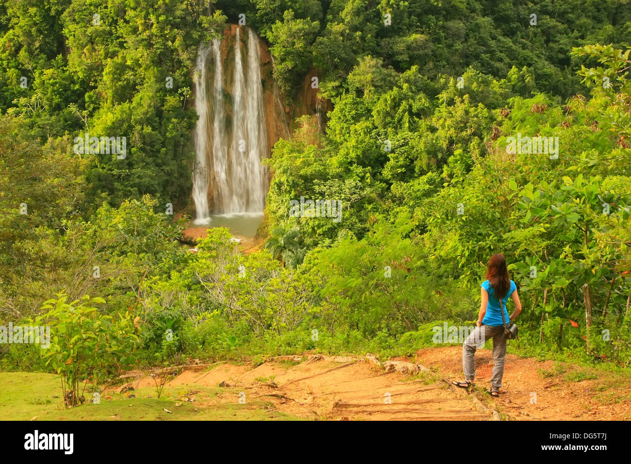 El Limon cascata, Repubblica Dominicana Foto Stock