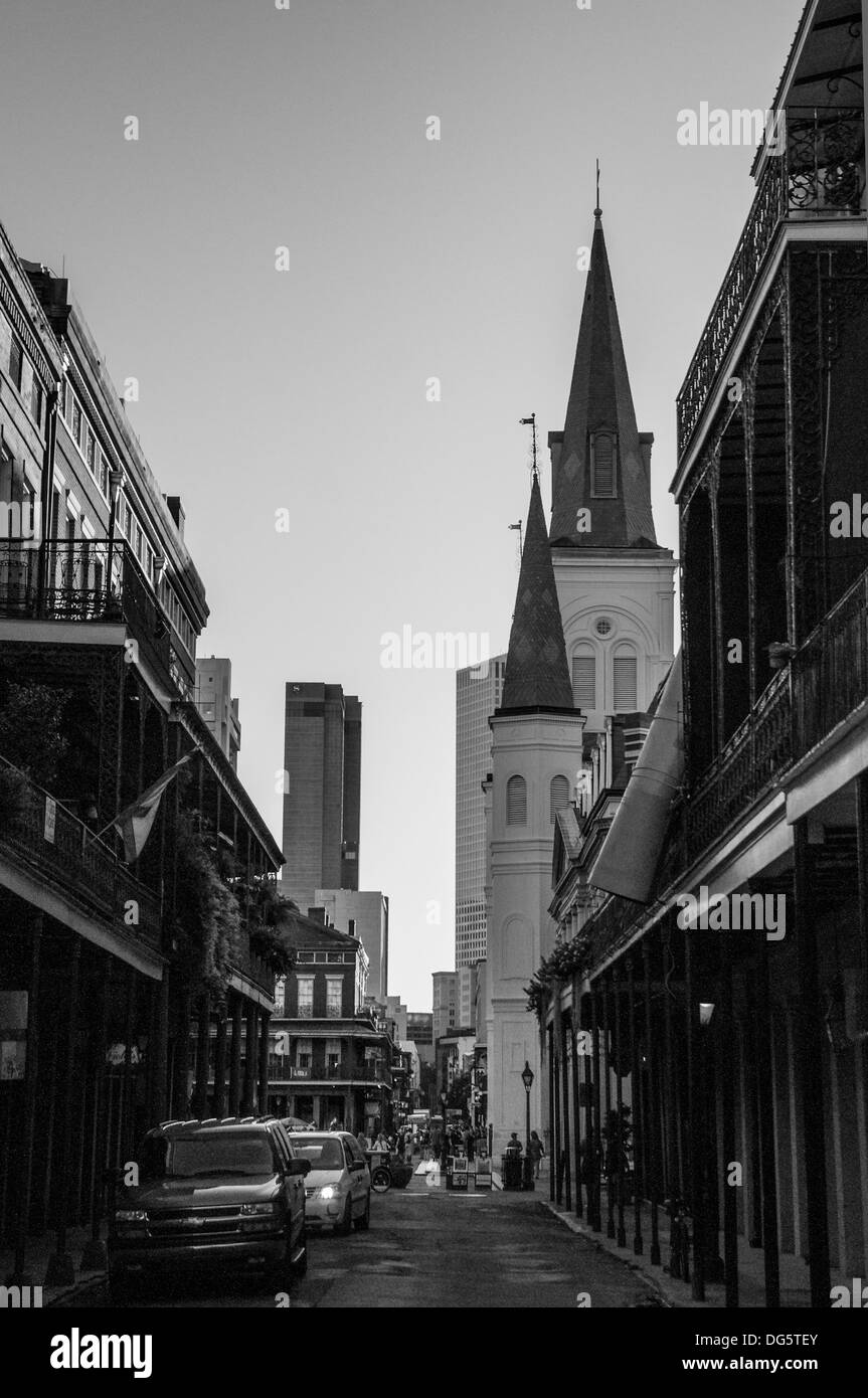 Cattedrale di San Louis in bianco e nero, New Orleans, Louisiana Foto Stock