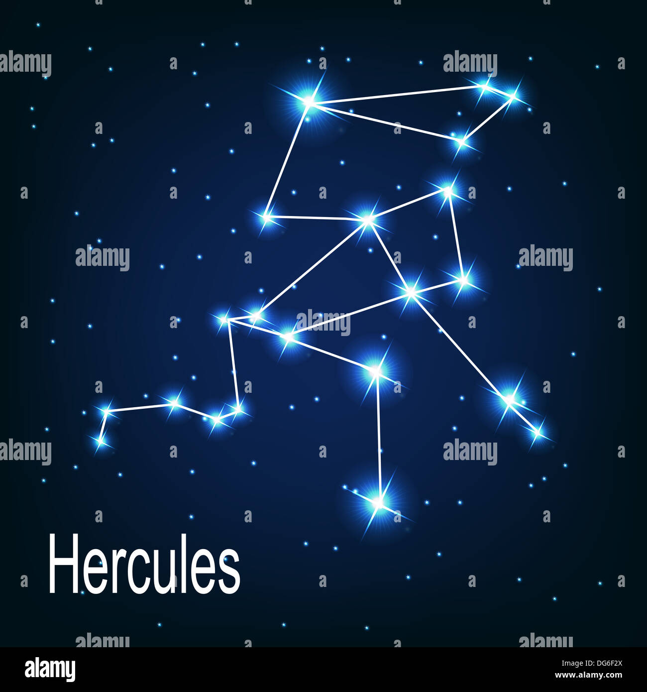 La costellazione "Hercules' stella nel cielo notturno. Vector illus Foto Stock