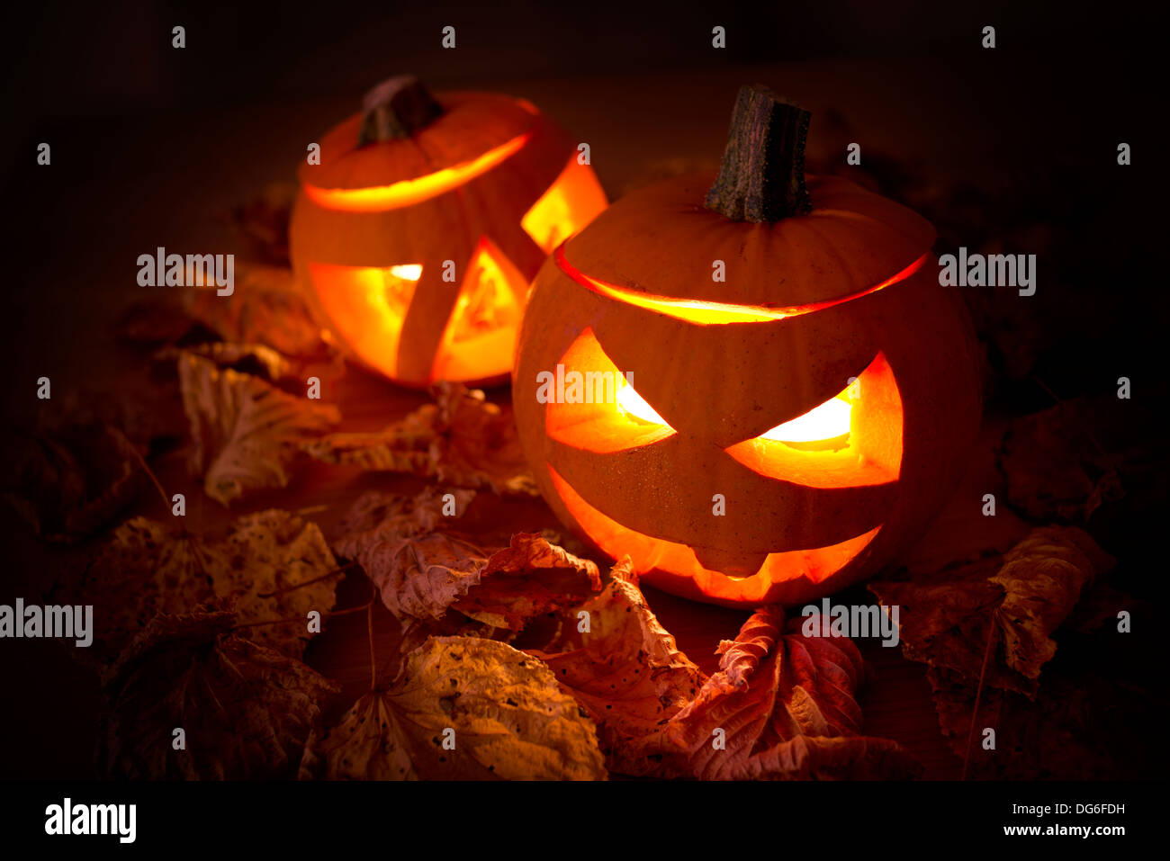 Stagionale Halloween Jack O Lantern decorazioni Foto Stock