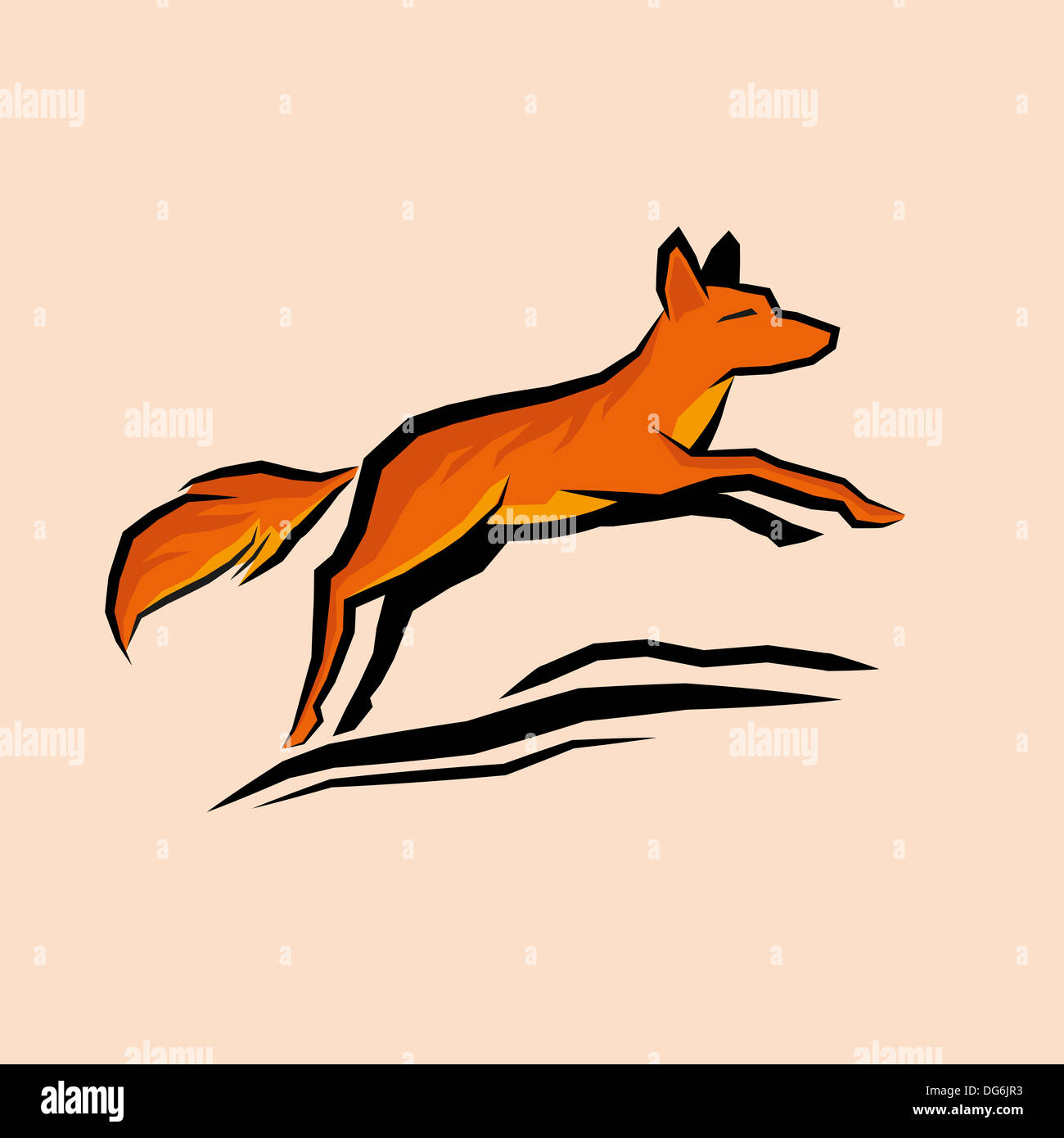 Jumping Orange Fox illustrazione vettoriale Foto Stock