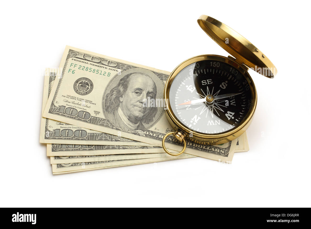 Golden Compass vintage e di dollari Foto Stock