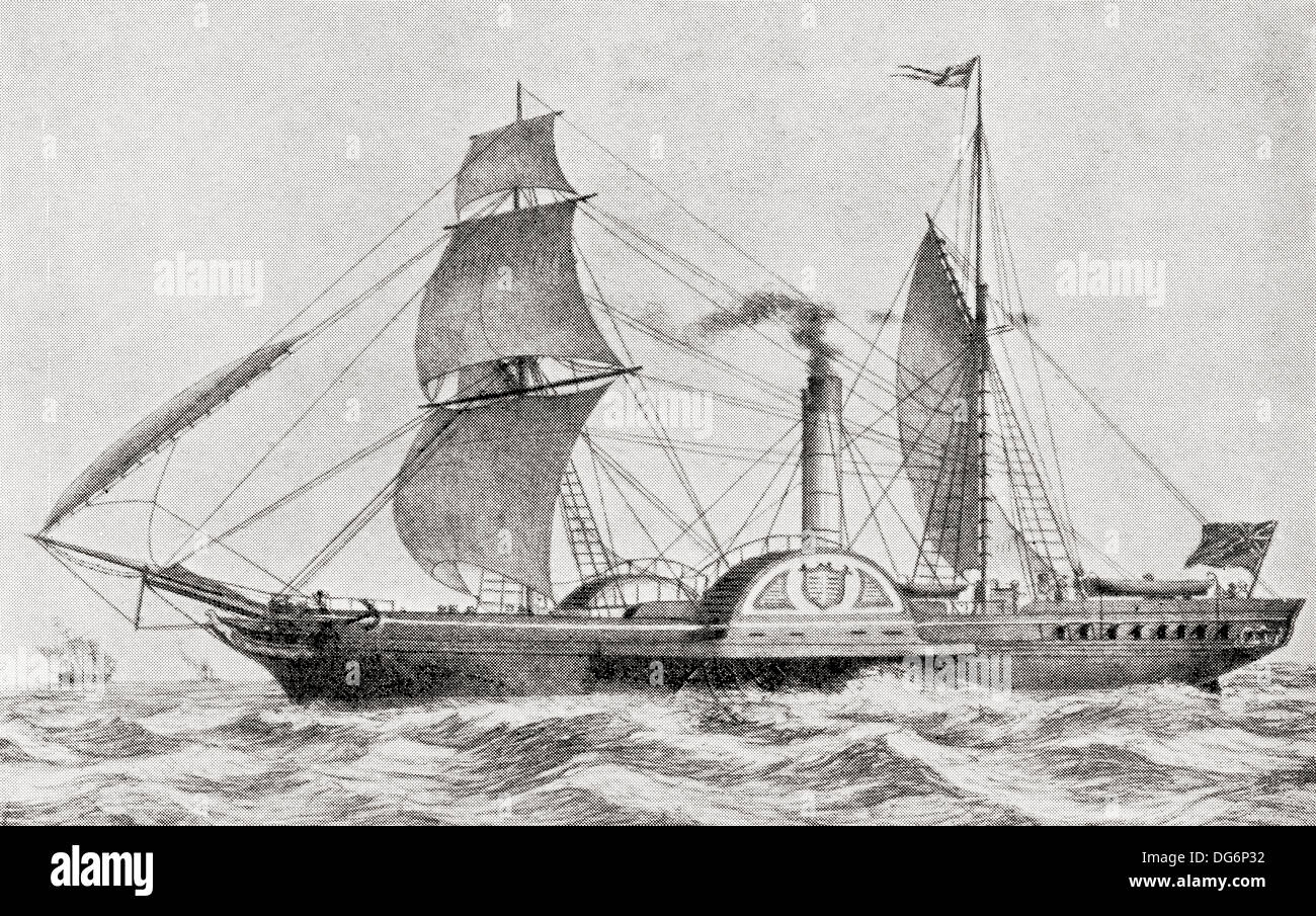 Il Battello a Vapore SS Sirius lascia il porto di Cork Aprile 4, 1838, con novanta quattro passeggeri, arrivando a New York il 23 aprile 1838. Foto Stock