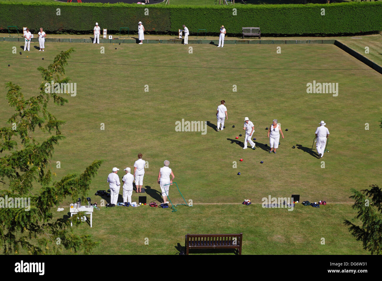 Il bowling green a Rye, East Sussex, England, Regno Unito Foto Stock