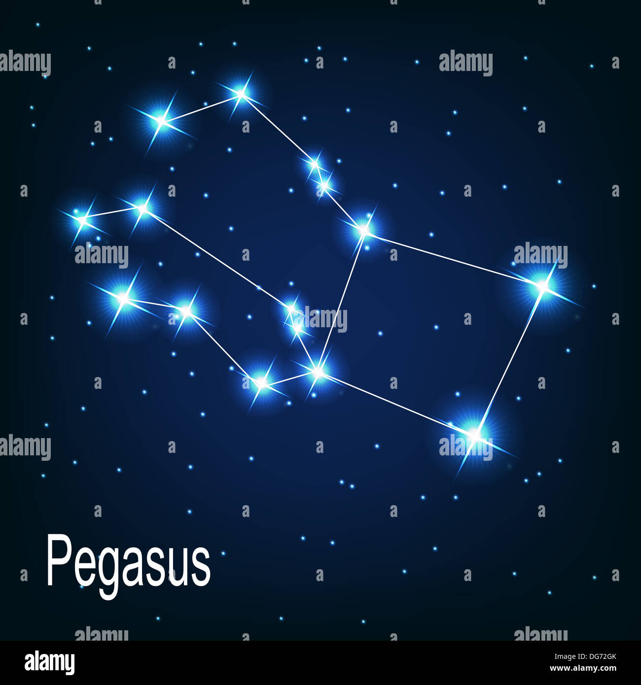 La costellazione "Pegasus" stella nel cielo notturno. Vector illust Foto Stock