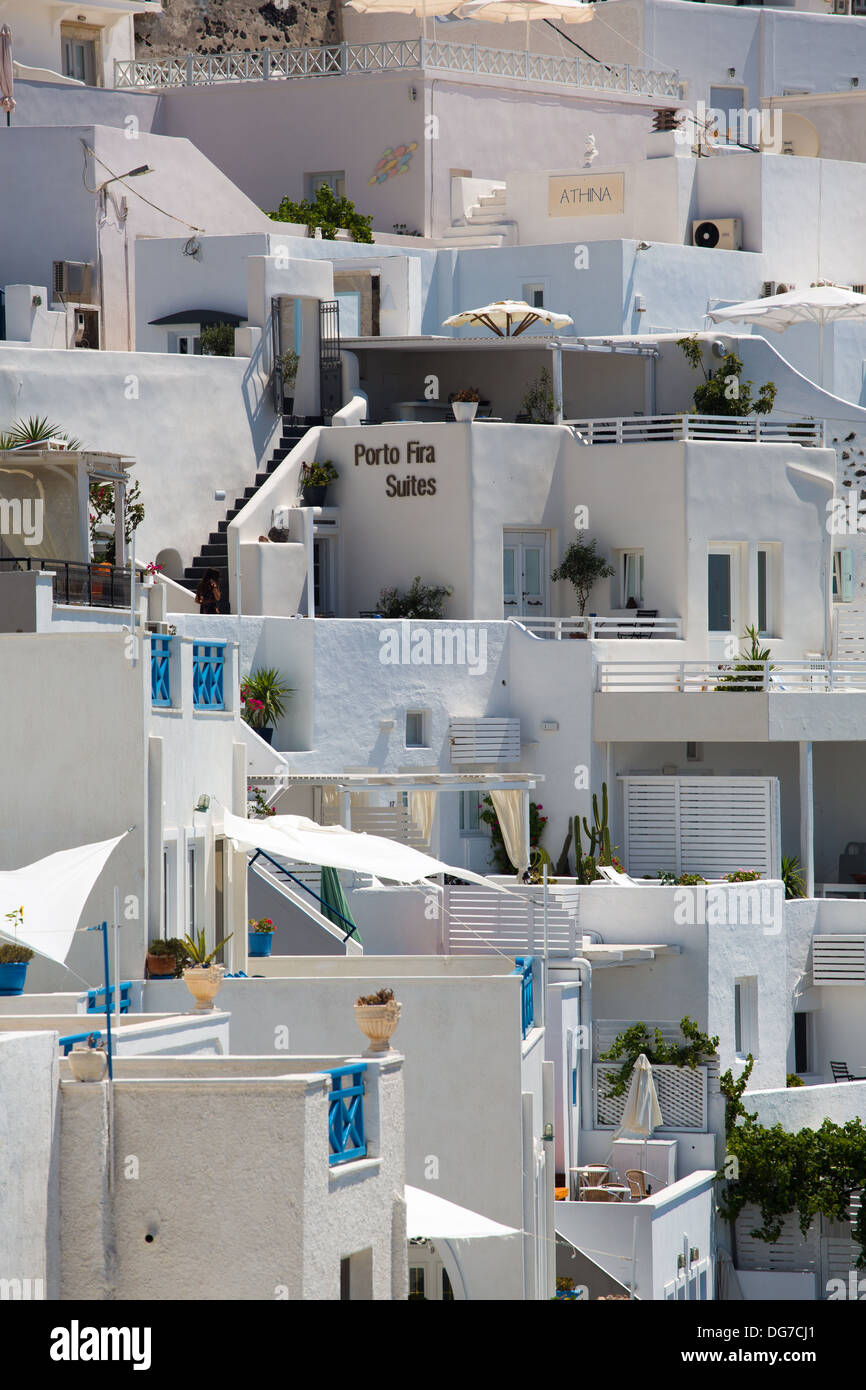 Chiudere fino dal tradizionale greco bianco case nella città di Santorini , Grecia 2013. Foto Stock