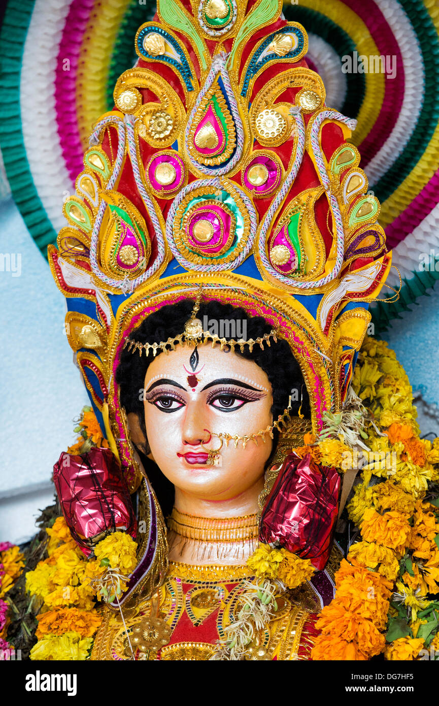 Durga. Dea indù divinità statua. Andhra Pradesh, India Foto Stock