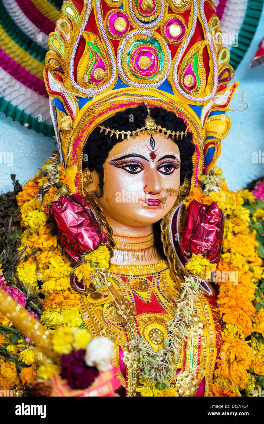 Durga. Dea indù divinità statua. Andhra Pradesh, India Foto Stock