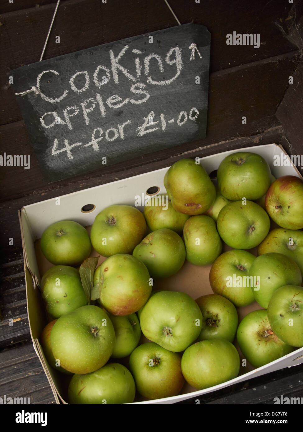 Grannysmith cucinare le mele in vendita vicino a Henley on Thames Inghilterra Foto Stock