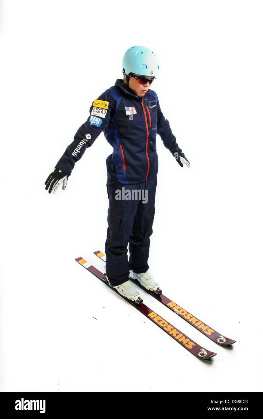 Park City, Utah, Stati Uniti d'America. Xvi oct, 2013. Ashley Caldwell, 20 da Ashburn, Virginia - Sci freestyle. USOC Olympic vertice di Media Park City, Utah © Erich Schlegel/ZUMAPRESS.com/Alamy Live News Foto Stock