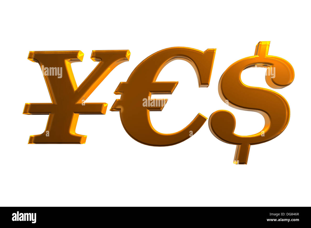 Valute principali creazione di parola sì, isolato Foto Stock