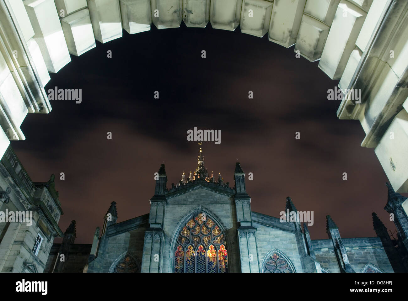 La Cattedrale di St Giles di notte, Edimburgo, Scozia, Regno Unito, Europa Foto Stock