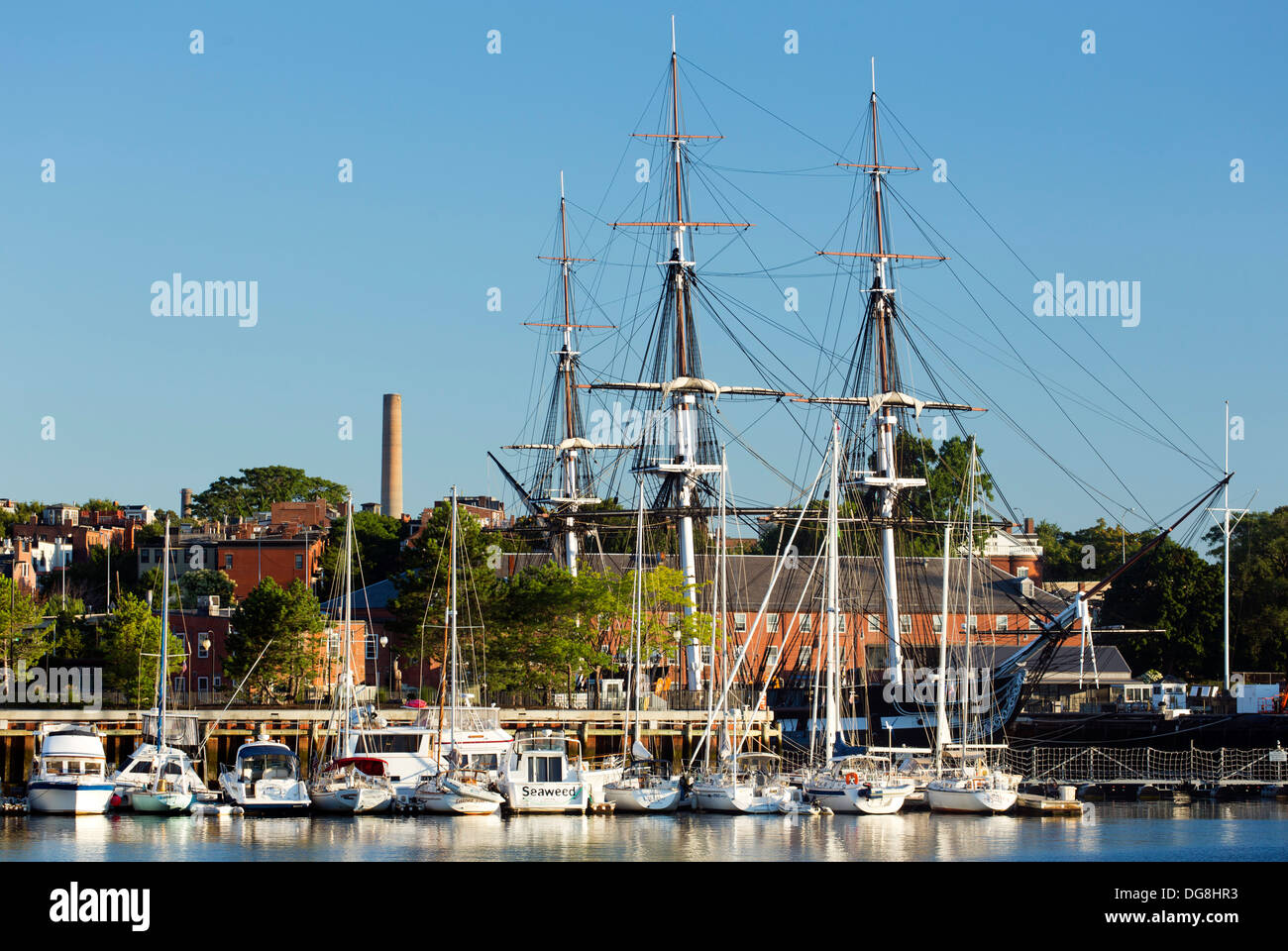 USS Constitution ("Old Ironsides'), Charlestown Cantiere Navale, Boston National Historical Park, Boston, Massachusetts, STATI UNITI D'AMERICA Foto Stock