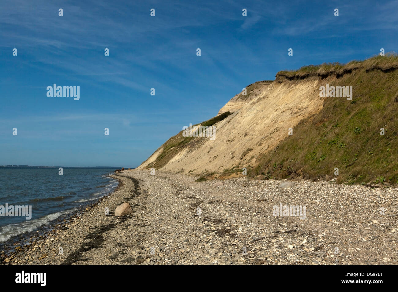 Linea costiera a Salgerhoej scogliere. Mors, Danimarca. Foto Stock