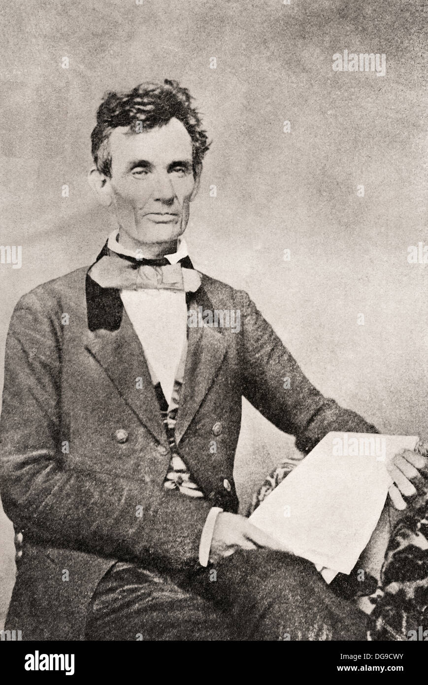 Abraham Lincoln, 1809 - 1865, visto qui nel 1854. Sedicesimo Presidente degli Stati Uniti d'America. Foto Stock