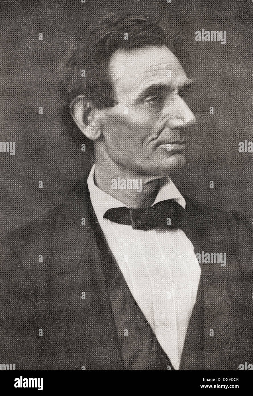 Abraham Lincoln, 1809 - 1865, visto qui nel 1860. Sedicesimo Presidente degli Stati Uniti d'America. Foto Stock