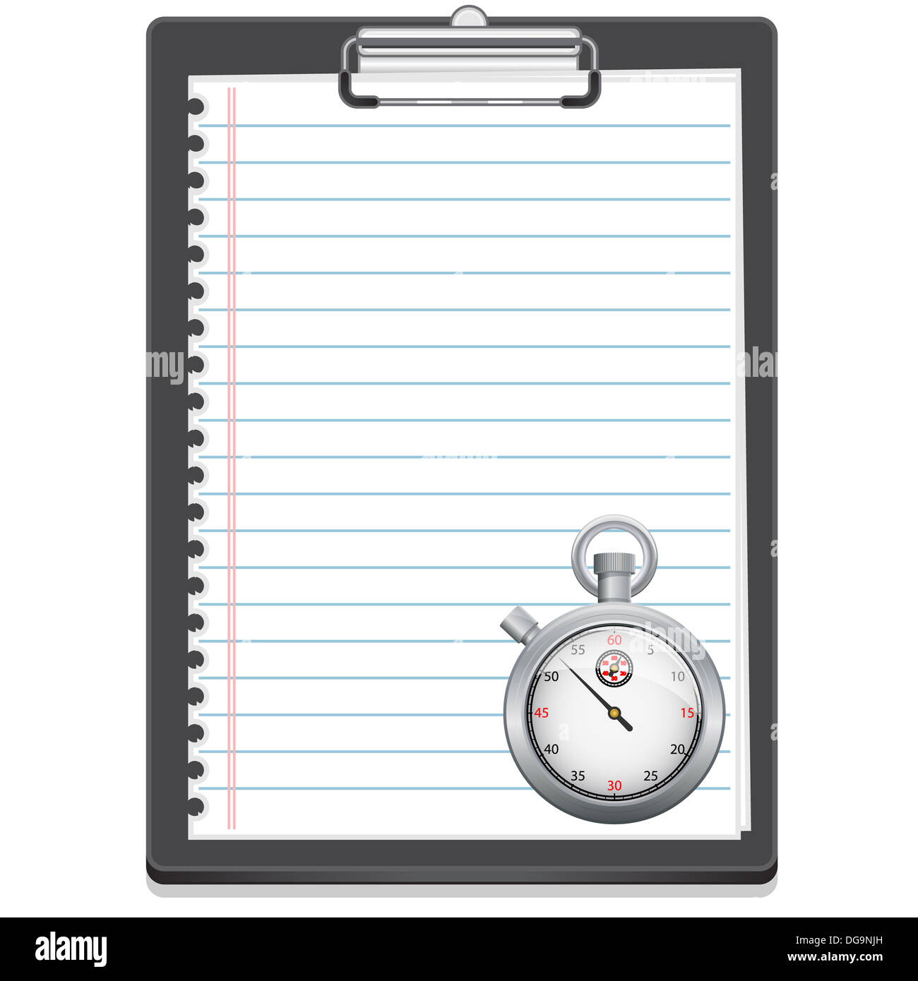 Appunti con carta e cronometro Foto Stock