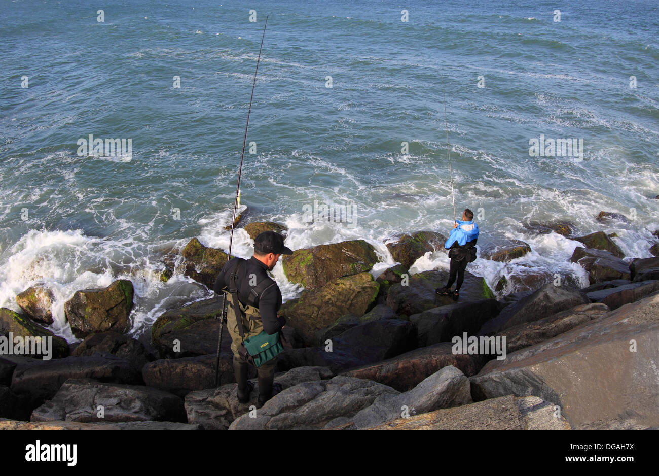 Pesca al largo di Montauk Point Long Island New York Foto Stock